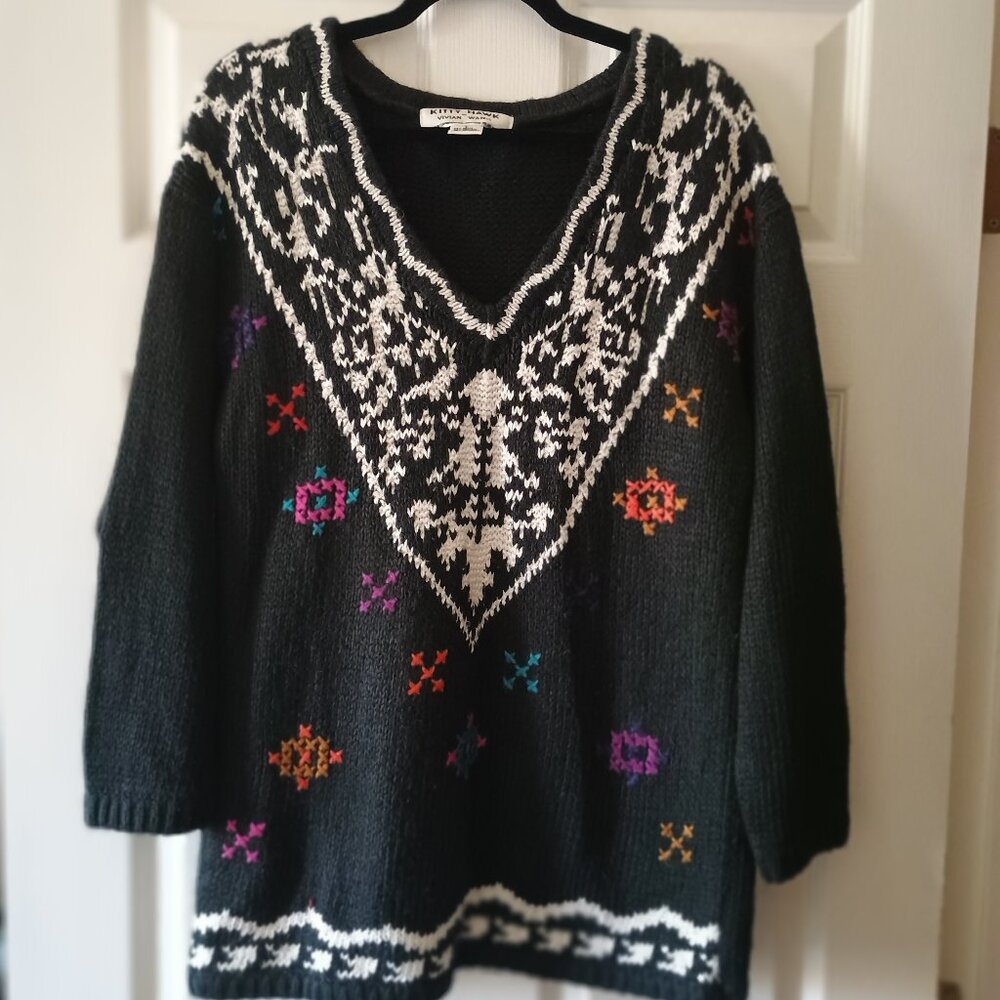 EUC Kitty Hawk by Vivian Wang V-Neck Pullover Knit Sweater Size Large